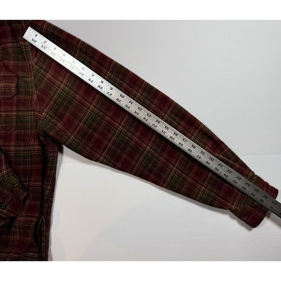 Orvis Mens XL Plaid Flannel Shirt Jacket Red Green Heavyweight Outdoor Workwear - Picture 14 of 15